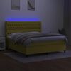 vidaXL Boxspringbett mit Matratze & LED Gr&uuml;n 160x200 cm Stoff