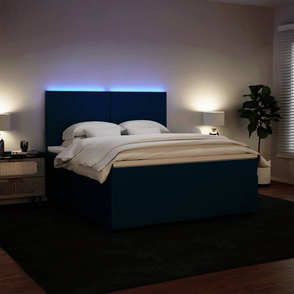 vidaXL Boxspringbett mit Matratze Blau 180x200 cm Samt