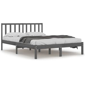 vidaXL Massivholzbett Grau Kiefer 200x200 cm