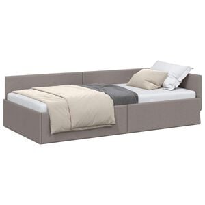 vidaXL Eckbettgestell mit Kopfteil Taupe 80 cm x 200 cm Stoff