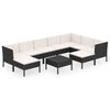 vidaXL 10-tlg. Garten-Lounge-Set mit Auflagen Poly Rattan Schwarz