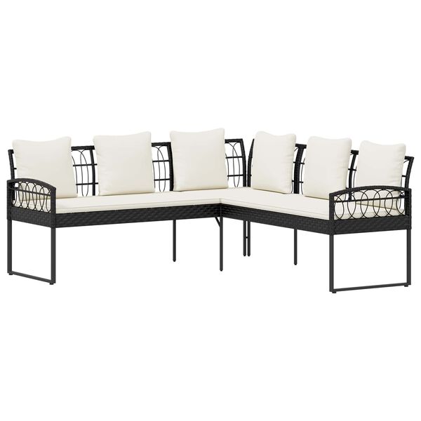 vidaXL Garten-Sofaset mit Kissen 2 pcs Schwarz Stahl