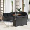 vidaXL Garten-Sofa-Set mit Speicher 9 pcs Schwarz Poly Rattan