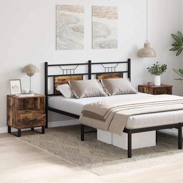 vidaXL Nachttische 2 Stk. Räuchereiche 40x35x50 cm Holzwerkstoff