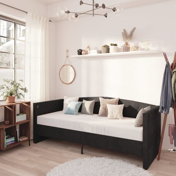 vidaXL Tagesbett USB Schwarz Samt 90x200 cm