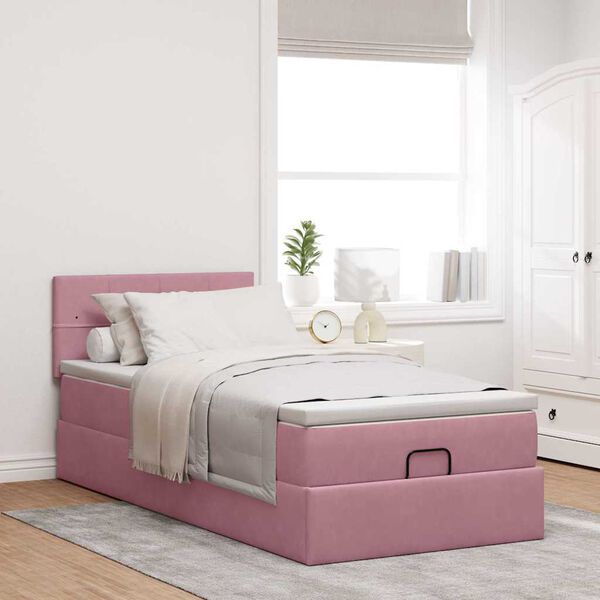 vidaXL Ottoman-Bett mit Matratze Rosa 80x200 cm Samt