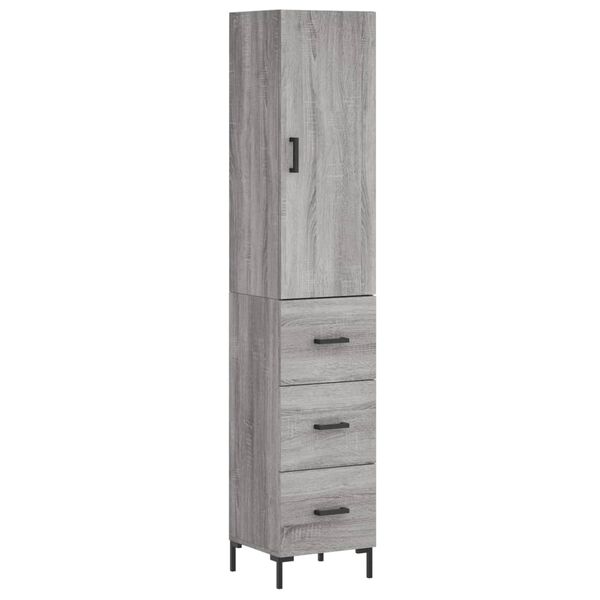 vidaXL Highboard Grau Sonoma 34,5x34x180 cm Holzwerkstoff