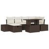 vidaXL Garten-Sofa-Set mit Kissen mit Speicher 7 pcs Braun Poly Rattan