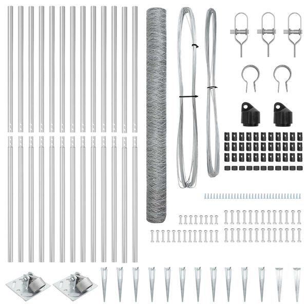 vidaXL Zaunpfosten Silber 25 x 1,6 m (50 mm Geflecht) Stahl