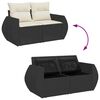 vidaXL Gartensofa-set mit Kissen 9 pcs Schwarz und Creme Poly Rattan