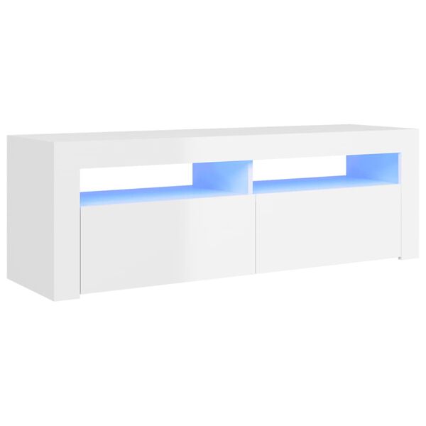 vidaXL TV-Schrank mit LED-Leuchten Hochglanz-Weiß 120x35x40 cm