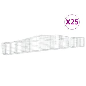 vidaXL Gabionen mit Hochbogen 25 Stk. 400x30x40/60 cm Verzinktes Eisen