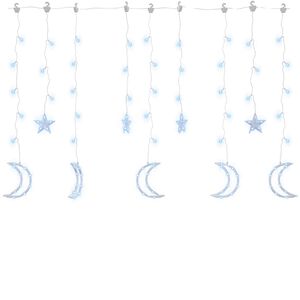 vidaXL Lichterketten Stern und Mond Fernbedienung 138 LEDs Kaltwei&szlig;