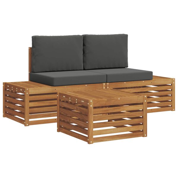 vidaXL Outdoor-Sofagarnitur mit Kissen 3 St&uuml;ck Natur und Anthrazit