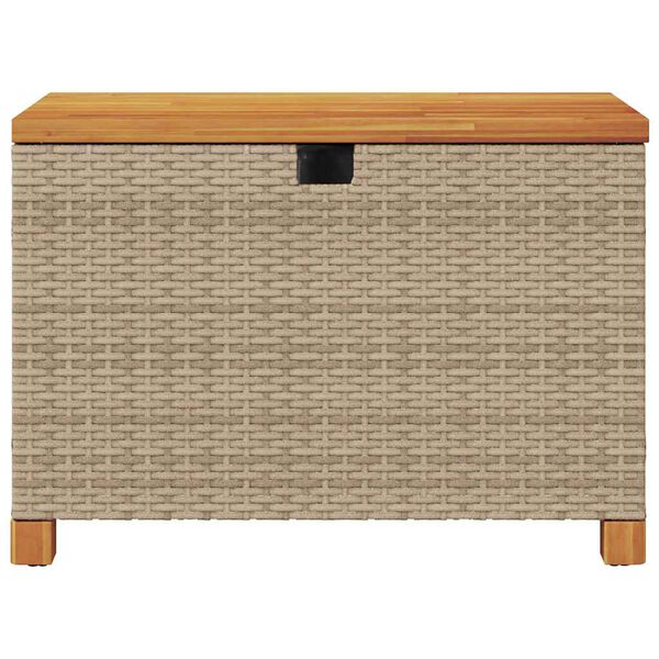 vidaXL Gartentruhe Beige 80x40x48 cm Poly Rattan Akazienholz