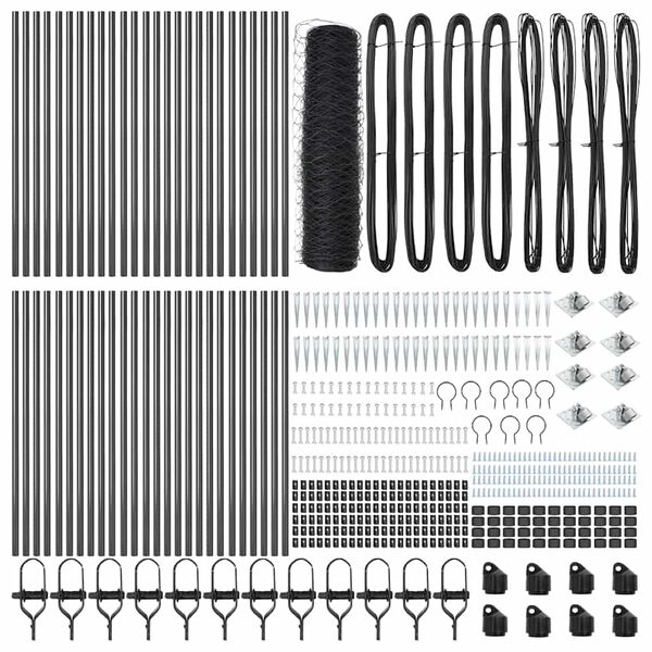 vidaXL Zaunpfosten Grau 100 x 0,4 m (50 mm Netz) Stahl und PVC