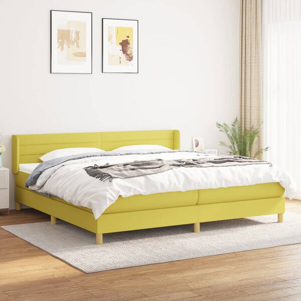 vidaXL Boxspringbett mit Matratze Gr&uuml;n 200x200 cm Stoff