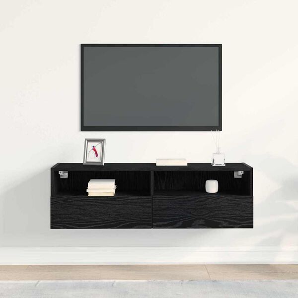 vidaXL TV-Wandschrank Schwarz Eichen-Optik 100 x 30 x 30 cm
