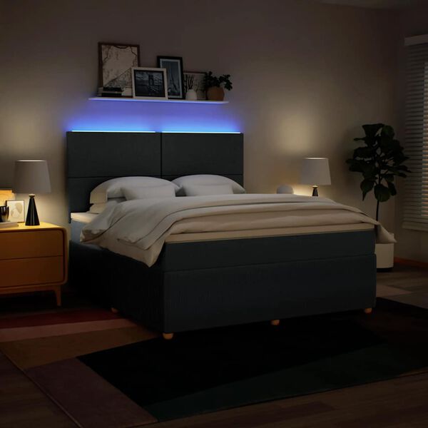 vidaXL Boxspringbett mit Matratze Blau 180x200 cm Stoff