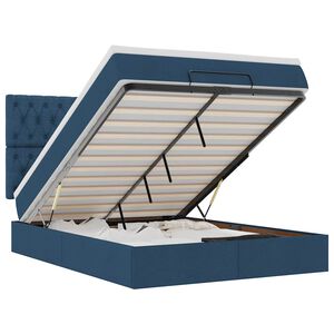 vidaXL Ottoman-Bett mit Matratze Blau 140x190 cm Stoff