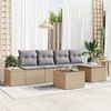 vidaXL Sofa Set mit Kissen 6 pcs Beige Poly Rattan