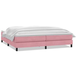vidaXL Boxspringbett mit Matratze Rosa 180x210 cm Samt