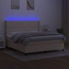 vidaXL Boxspringbett mit Matratze & LED Creme 180x200 cm Stoff