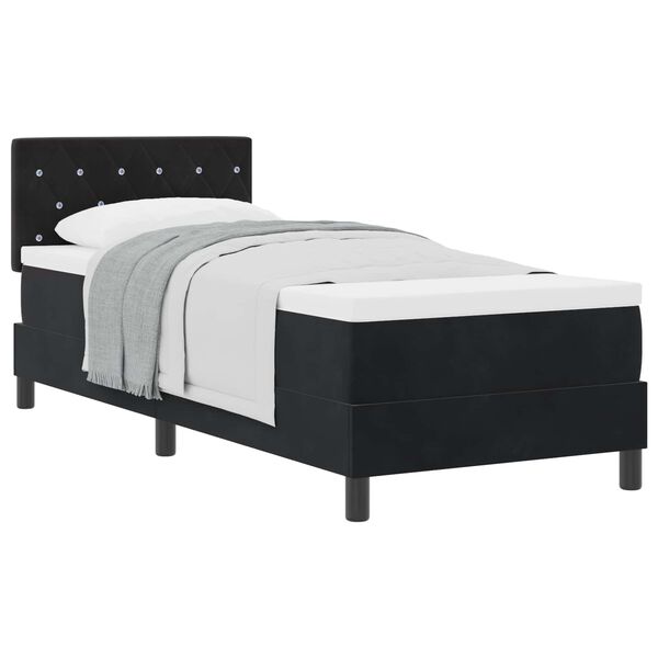 vidaXL Boxspringbett mit Matratze Schwarz 80 x 200 cm Samt