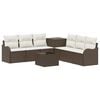 vidaXL Sofa Set 8 stk. Braun und Creme Wei&szlig; Polyrattan und Stahl