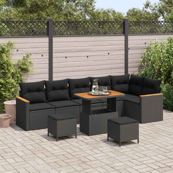 vidaXL Gartensofa-set 9 pcs Schwarz Poly-Rattan
