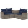 vidaXL Sofa Set 5 stk. Grau und Marineblau Polyrattan und Stahl