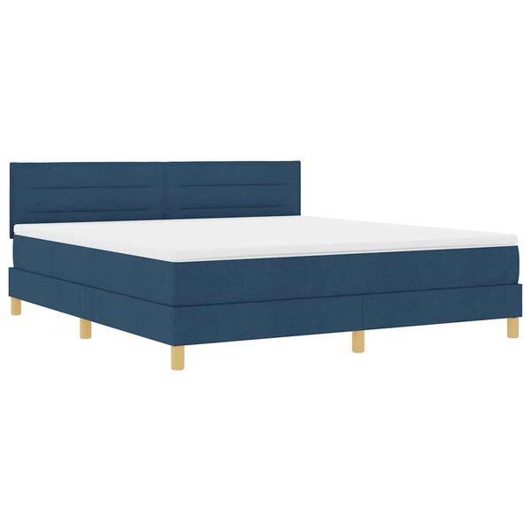 vidaXL Boxspringbett mit Matratze mit Kopfteil Blau 180 x 200 cm Stoff