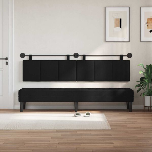 vidaXL H&auml;ngevorderseite Wandmontiert Schwarz 210 x 55 x 5 cm Stoff