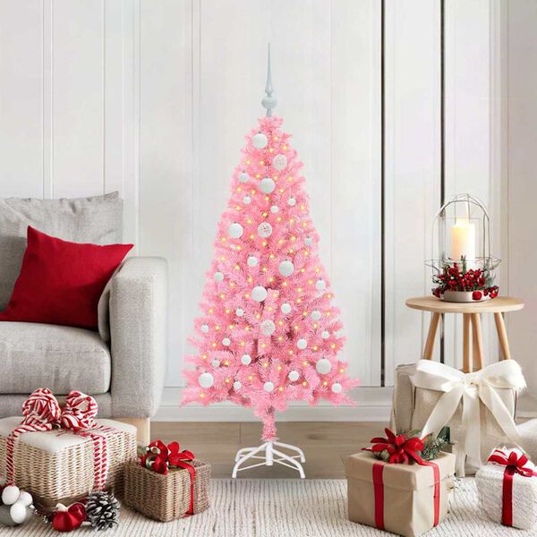 vidaXL Weihnachtsbaum mit 150 LEDs mit St&auml;nder Rosa 120 cm PVC