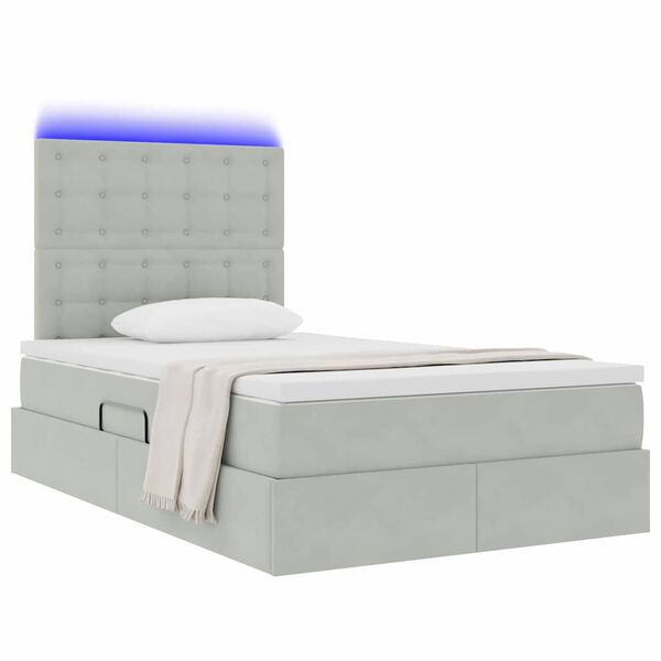 vidaXL Bett mit Stauraum und LED Hellgrau 120 x 200 cm Samt