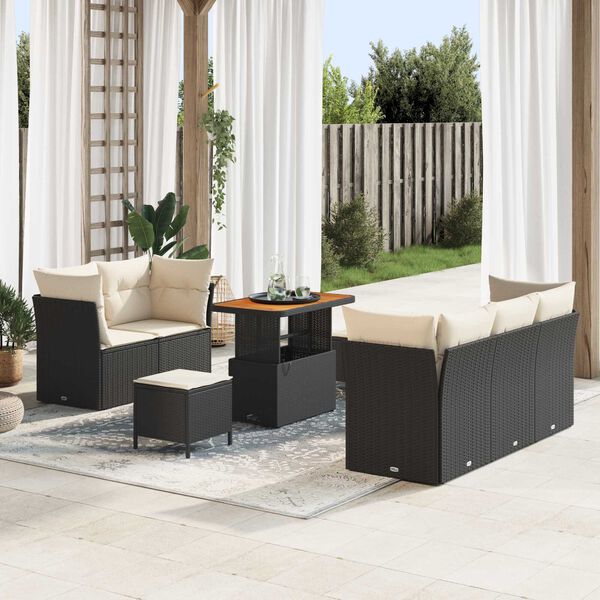 vidaXL Garten-Sofa-Set 8 pcs Schwarz Poly-Rattan