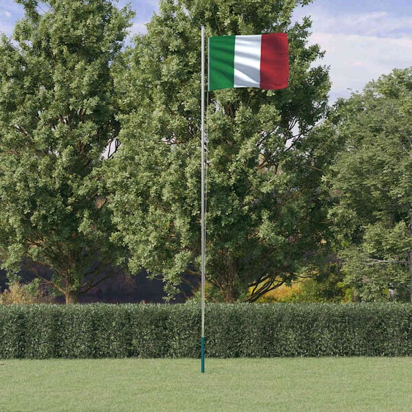 vidaXL Flagge Italiens mit Mast 6,08 m Aluminium