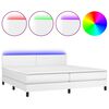vidaXL Boxspringbett mit Matratze & LED Wei&szlig; 200x200 cm Kunstleder