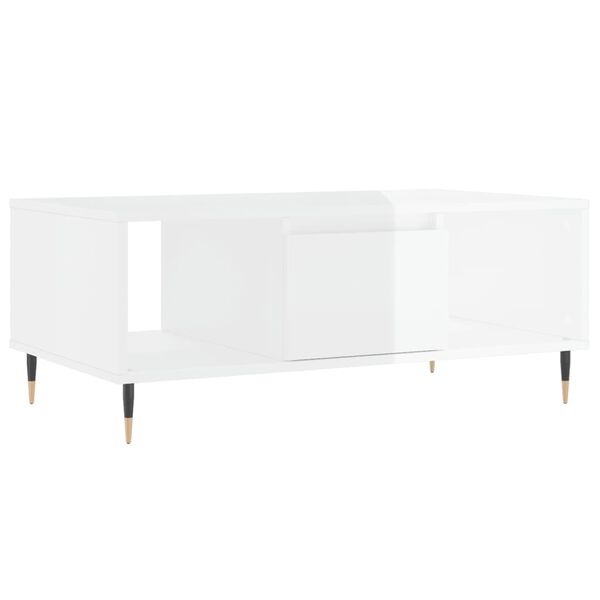 vidaXL Couchtisch Hochglanz-Wei&szlig; 90x50x36,5 cm Holzwerkstoff