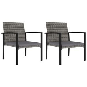 vidaXL Garten-Essst&uuml;hle 2 Stk. Poly Rattan Grau