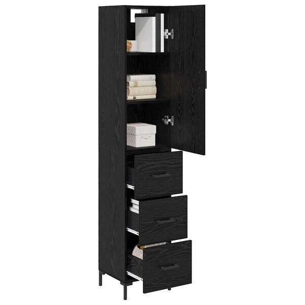 vidaXL Highboard Schwarz Eichen-Optik 34,5 x 34 x 180 cm Holzwerkstoff