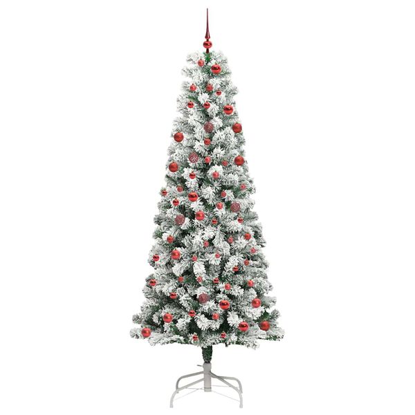 vidaXL K&uuml;nstlicher klappbarer Weihnachtsbaum Gr&uuml;n und Wei&szlig; 210 cm