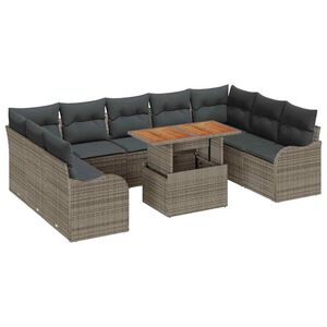 vidaXL Garten-Sofa-Set mit Kissen 10 pcs Grau