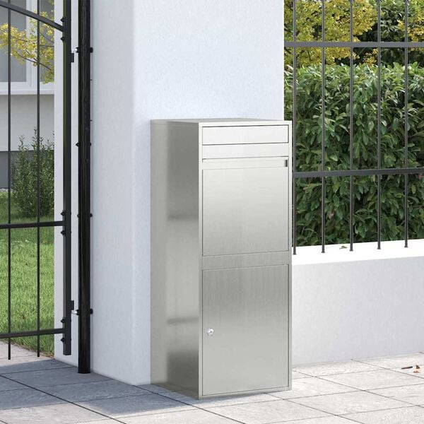 vidaXL Paketdrop-Box mit T&uuml;r Schwarz 41 x 38 x 103 cm Verzinkter Stahl