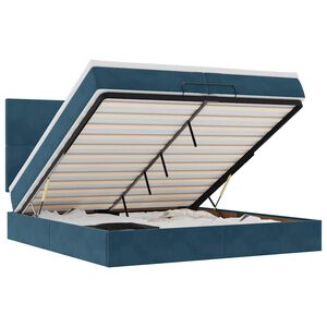 vidaXL Ottoman-Bett mit Matratzen & LED Dunkelblau 200x200 cm Samt