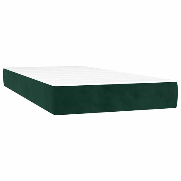 vidaXL Boxspringbett mit Matratze Dunkelgr&uuml;n 90x200 cm Samt