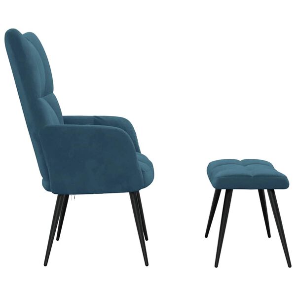 vidaXL Relaxsessel mit Hocker Blau Samt
