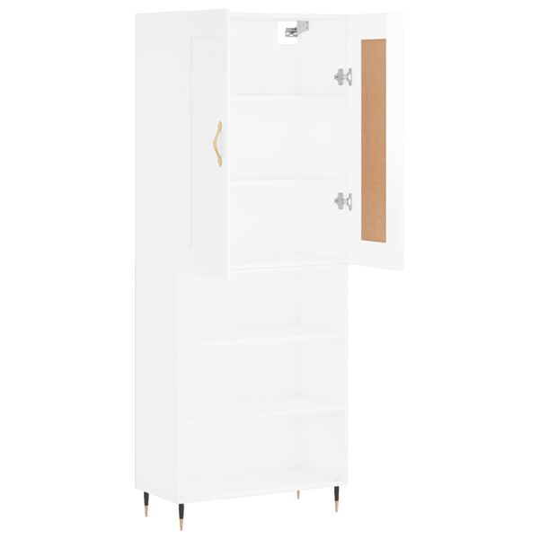 vidaXL Highboard Hochglanz-Wei&szlig; 69,5x34x180 cm Holzwerkstoff