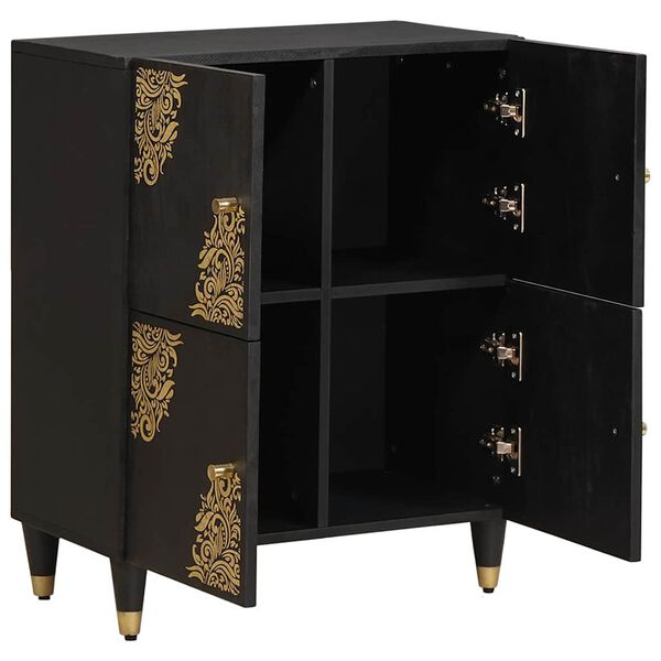 vidaXL Sideboard mit Regal Schwarz 60 x 33 x 75 cm Massivholz Mango