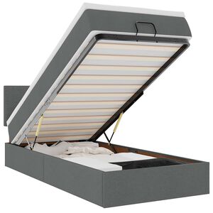 vidaXL Ottoman-Bett mit Matratze & LEDs Dunkelgrau 100x200 cm Stoff